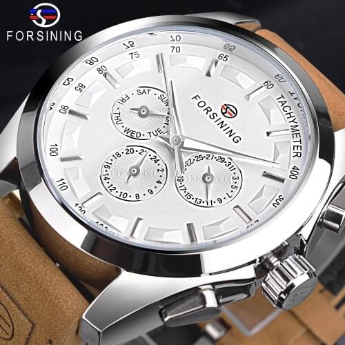 Forsining New Men Automatic Mechanical Watches Military WristWatch Casual Waterproof Watch Genuine Leather Relogio Masculino