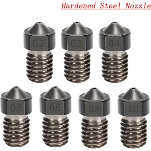 5PCS 3D Printer Parts Hardened Steel Die Steel Nozzle V6 1.75mm 0.2/0.3/0.4/0.5mm For Ender 3 E3D hotend titan Extruder prusa i3