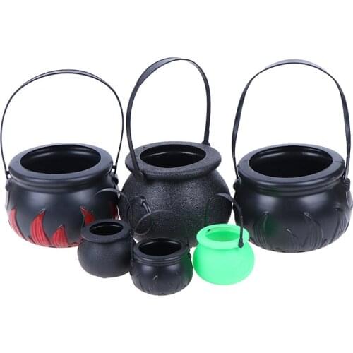 Halloween Candy Pot Halloween Cauldron Novelty Halloween Bucket Ornament Skull Witch Toy