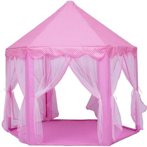 Play Fairy House Indoor And Outdoor Kids Play Tent Hexagon Princess Castle Playhouse For Girls Funny Pink