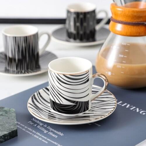 Mini espresso ceramic coffee mugs cup and saucer set Turkish style afternoon tea cup household cappuccino latte mug 100ml