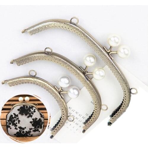 Metal Purse Frame kiss clasp Handle Coin Purse Bag Kiss Clasp Lock Metal Arch Frame Hand DIY Craft Bag Parts Accessories Pearl