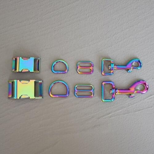 1 Set 15mm/20mm/25mm Metal Belt Straps Adjust Slider Release Buckle D Ring Webbing For Pet Dog Collar Dog Leash DIY Accessories