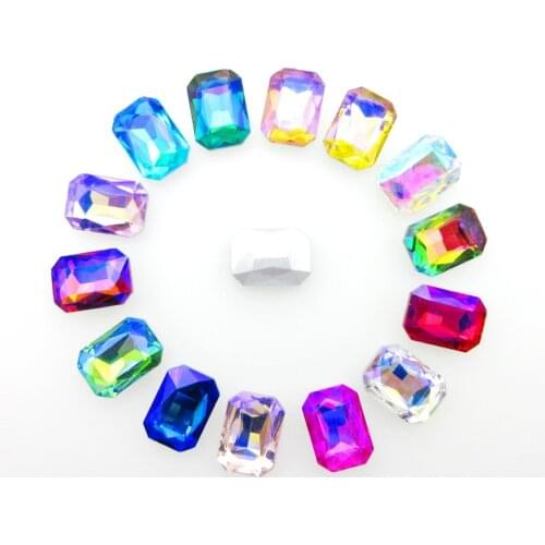 Mix AB colors Glitter glass Crystal strass 5 sizes rectangle shape pointback glue on rhinestones beads crafts diy decoration