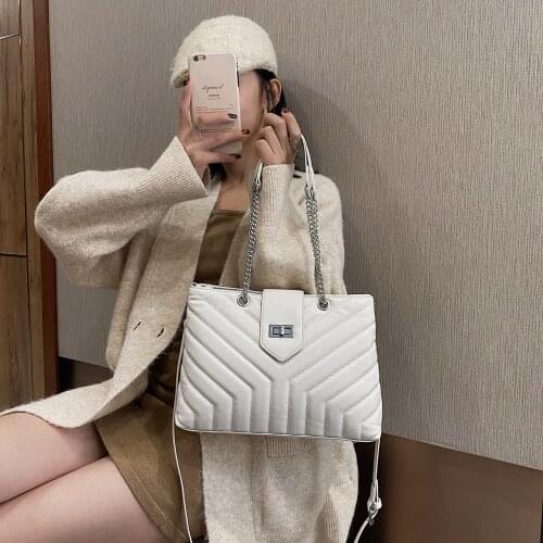 Fashion Simply PU Leather Crossbody Bag For Women 2021 spring Solid Color Shoulder Messenger Bag Lady Chain Travel Handbag