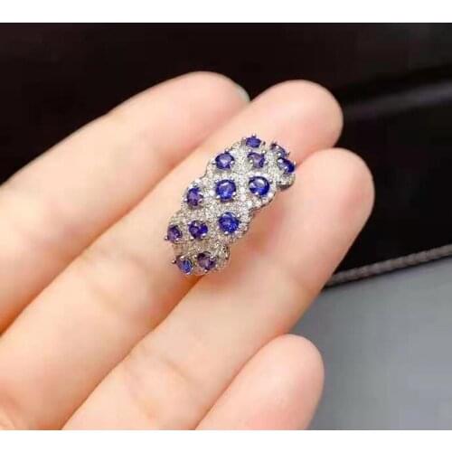Fashion Natural High-quality Sapphire S925 Sterling Silver Womens Ring Fine Charming Weddings Jewelry MeiBaPJFS