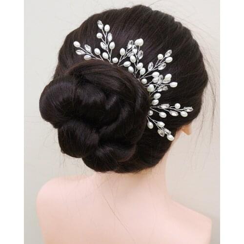 Trendy Silver Rhinestone Pearl Hairpins Elegant Women Hairpieces Cute Romantic Girls Hair Ornaments Wedding Hair Accessories