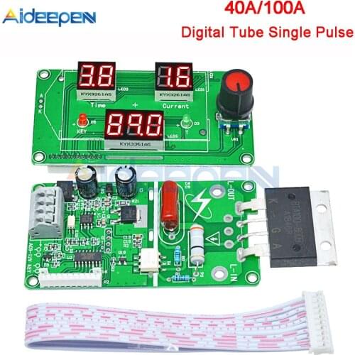 40A 100A Spot Welder Control Module LED Digital Single Pulse Encoder Spot Welding Time Transformer Controller 0-999 sec Red