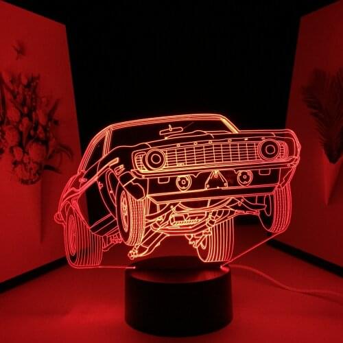Muscle Car Model Small Night Lights for Kids Children Birthday Gifts 3D LED Lamp USB Link Charging Home Room Desk Decoration