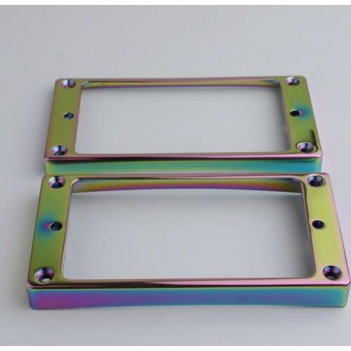 Guyker Curved Bottom Metal Humbucker Pickup Mounting Ring Set - Bridge and Neck Pickups Cover Frame with Les Paul LP Style Bass