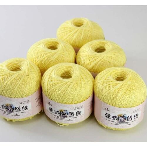 New Soft 6ballsx50g Hand Cotton Lace Wool Yarn Crochet Shawl Scarf Knitting 16114 Lemon Yellow