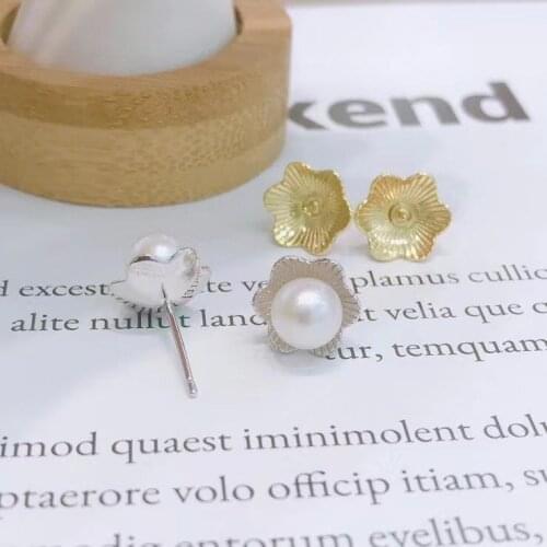 Charm DIY 925 Sterling Silver Earrings Findings Settings Base Mountings Parts Mounts for Coral Pearls Agate Crystal Stones Beads