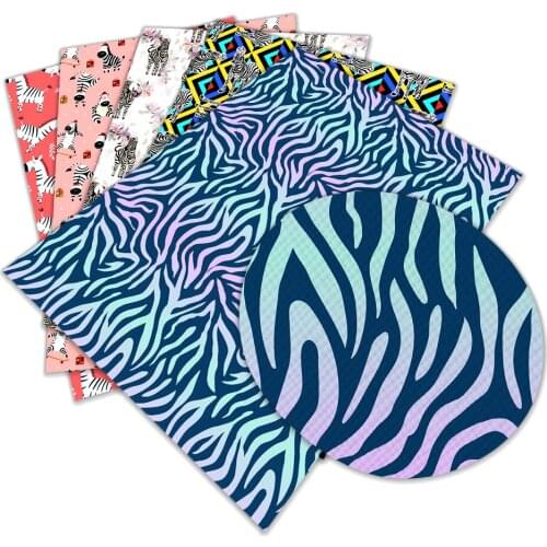 Zebra Stripe Pattern Synthetic Leather for Sewing Bag Clothing Sofa Car DIY Material 30cm x 136cm