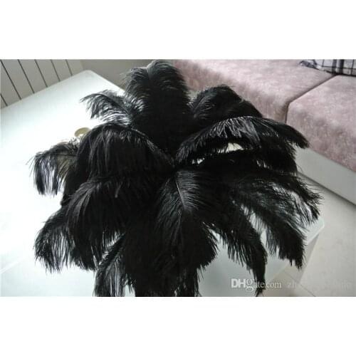 Prefect black Ostrich Feather Pure Black 12-14inch(30-35cm) wedding centerpiece Home table centerpiece christmas party decor