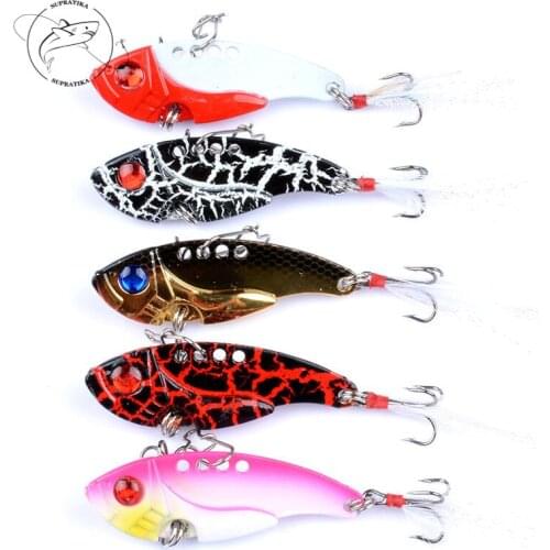 5Pcs/Lot Metal VIB Lures 5.5cm/11g Vivid Vibrations Spoon Lure Fishing Bait Bass Artificial Hard Bait Cicada Lure Baits 3D Eye