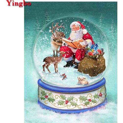 Christmas Gift DIY Diamond Painting Cross Stitch Crystal ball snow santa Diamond Embroidery Square/Round Diamond Mosaic sale
