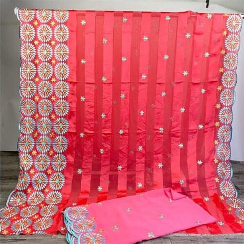 Silk Fabric 100% Pure Silk Chiffon Lace Fabrics 2021 High Quality African Lace Fabric With Nigerian Headtie For Women 7Yards