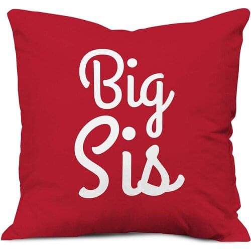 Sister Gifts - Big Sis Quote Red 18"x18" Cushion Throw Pillow Cover - Birthday Gift for Sister, Sister in law, Big Sister Gifts