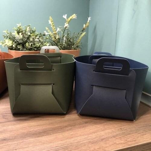 Folding Collapsible Storage Crate Box Stackable Home Kitchen Baskets Desktop Cosmetic Sundries PU Leather Storage Basket