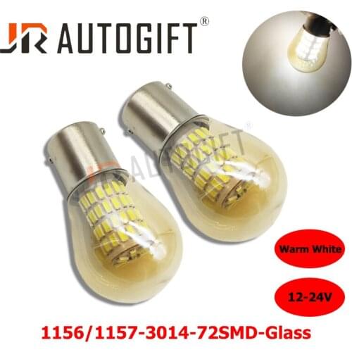 4x S25 Glass Car LED bulb 3014 72 SMD 12-24V 1156 1157 BA15S BAY15D Warm White halogen Auto Brake Signal park light car styling