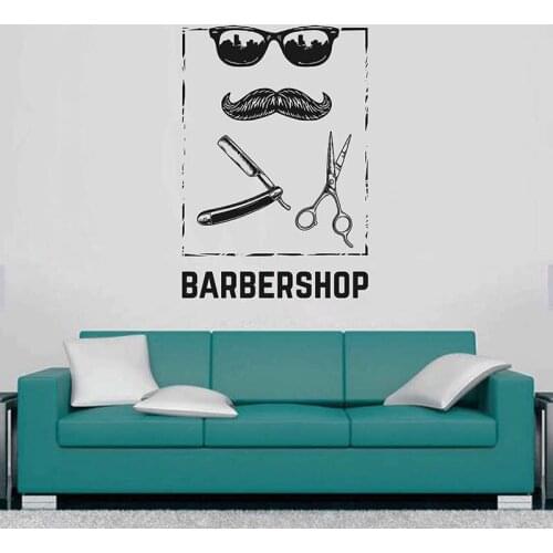 Barbershop Wall Decals Sign Logo Mural Barber Shop Logo Sticker Window Barbers Mural Hair Salon Cool Wallpaper Removable A145