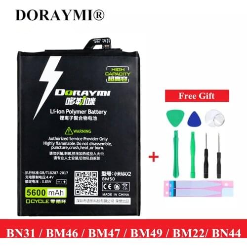 DORAYMI BM46 BM47 BN44 BM49 BM22 Phone Battery for Xiaomi Redmi Note 5A Prime 3x 4x 5plus Note 3 Pro Mi 5 A1 Max Bateria
