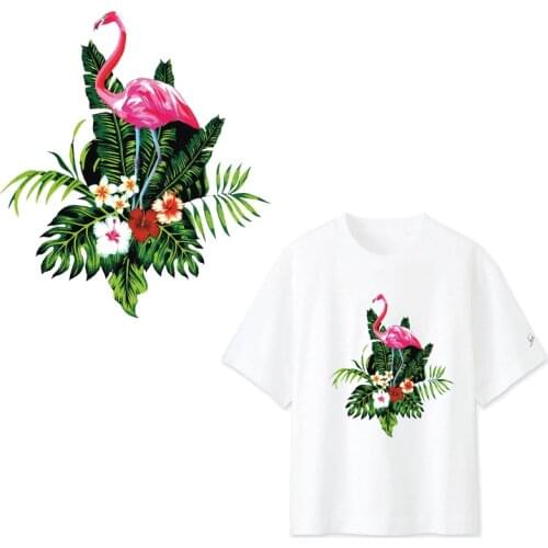 Iron-on Patches for Clothing Thermoadhesive Ironing Stickers for Clothes Diy Cute Patch Flex Fusible Transfer Flamingo Applique