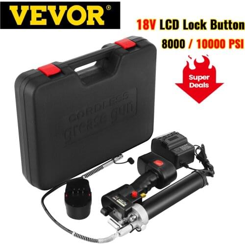 VEVOR 18V Portable Electric Grease Gun 8000/10000PSI Oil-Filling Tool with Digital LCD Lock Button Fully Automatic Syringe Oil