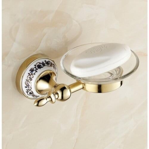 VidricSoap Dishes With Glass Dish Chrome Finish Bath Storage Holder For Soap Wall Mount Ceramic Bathroom Accessories Hardware ST