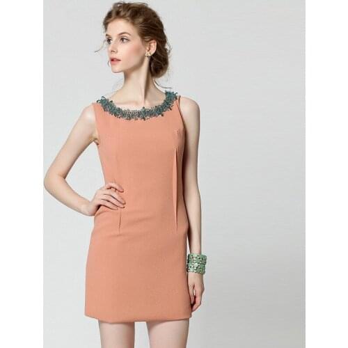 2020 Summer Beading Bodycon Mini Dresses Elegant Sleeveless O-Neck Women Dress Office Ladies Bodycon Sexy Party Dress Vestidos