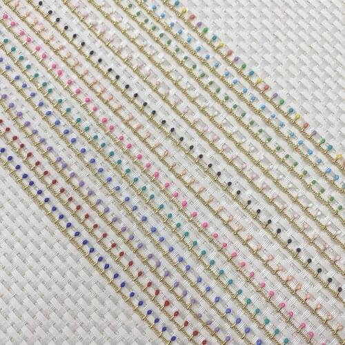 Handmade Gold Thread Stone Rosary Chain Bohemian Jewelry for DIY Charm Necklace Bracelet Earrings Jewelry Accessories 1 Meter