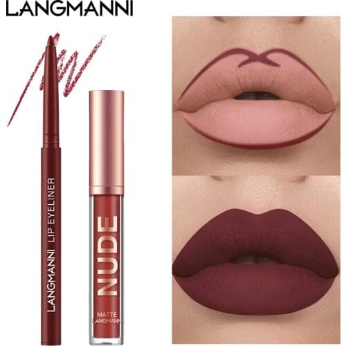 12PCS Lip Gloss Lip Liner Velvet Matte Lipstick Waterproof Long Lasting Lip Glaze Not Greasy Quick-dry Lip Gloss Comestics TSLM1