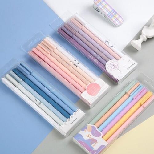 6pcs/set Creative Morandi Color Gel Pen Simple Small Fresh Gel Pen Kawaii Quick Drying Cap Pen Journal Supplies Cute Gel Pens