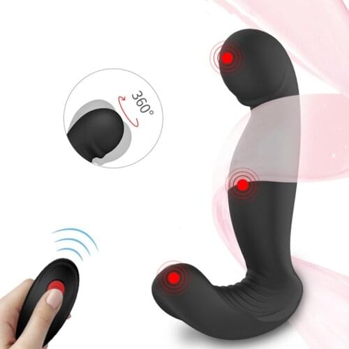 Wireless Control Rotation Vibrating G Spot Anal Vibrator Male Prostate Massager Butt Plug Adult Anus Sex Toys For Men Women