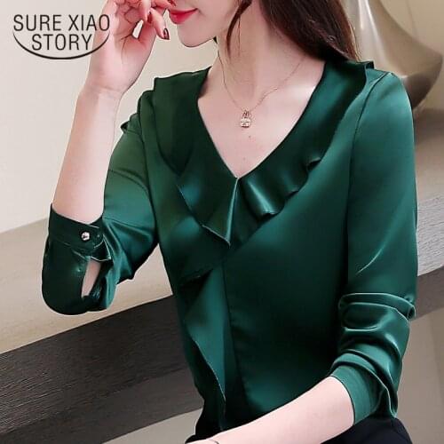 Fashion woman blouses 2021 plus size women chiffon blouse shirt V collar office blouse women shirts harajuku full 2355 50