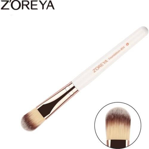 ZOREYA Brand Pearl White Foundation Makeup Brushes Eco-friendly Synthetic Hair Comfortable Wooden Handle Make Up Brush 1 PCS