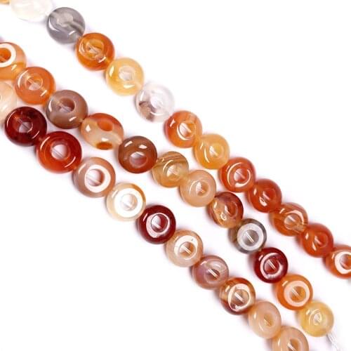 1 Strand 20Pcs 10x4mm Brown Red Agate Large Hole Beads For DIY Jewelry Making Accessories 15.5Inch Exquisite Gift