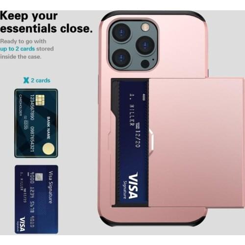 Slide Card Case Card Slot Holder Cover For Apple IPhone 12 11 Pro ProMax 12 Mini XR XS XS Max X 8 7 6 6S Plus SE TPU Cover