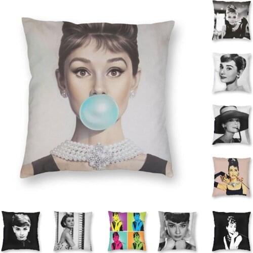 Audrey Hepburn Bubble Gum Throw Pillow Case 3D Printing Retro Lovely Cushion Cover for Car Cool Pillowcase Home Decorative