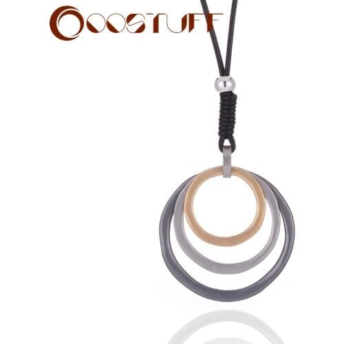 Long Chains Round Circles Collar Necklace Vintage Aesthetic Body Jewelry for Women Suspension Pendant Accessories Korean Things