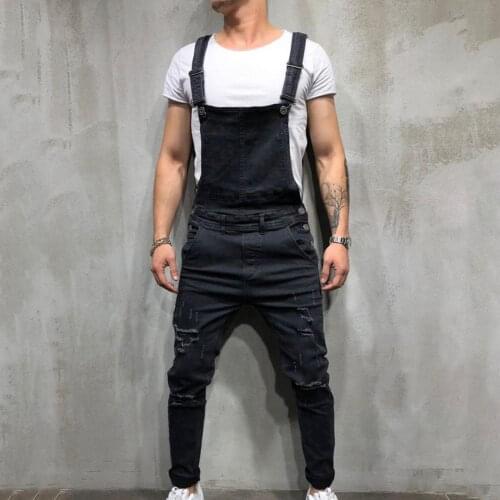 Jeans Retro Summer Men Ripped Denim Overalls Destroyed Hole Long Pants Mens Denim Dungaree Mens Casual Overalls Men Jumpsuit