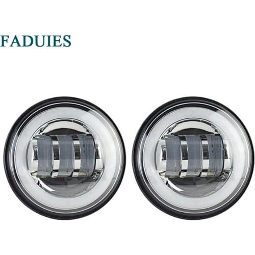FADUIES Chrome 4.5 Inch 30W Motorcycle LED Fog Lights Passing Auxiliary Lamp with DRL for Motorcycle