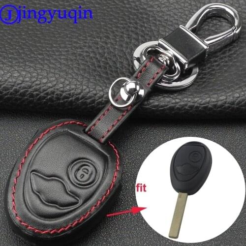 Jingyuqin 2 Buttons Remote Car Key Case Shell Fob Leather Cover Styling For BMW Mini Cooper R50 R53 Holder