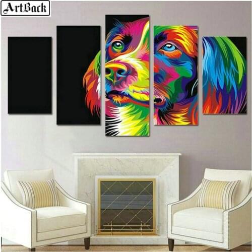 Five spell color dog diamond painting full square & round animal 5d resin diamond mosaic crafts living room decorative painting
