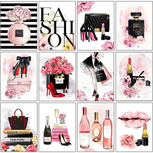 5D DIY Diamond Painting Perfume Bag Flower Lipstick High Heels Art Nordic Poster Hand Embroidery Mosaic Home Decoration Gift