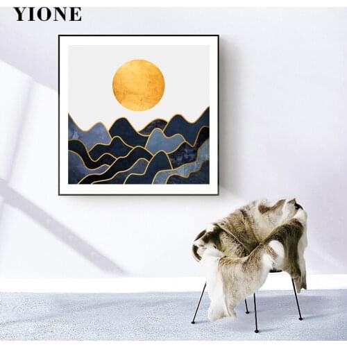 Japanese Style Sun and Wave Mountain Canvas Painting Abstract Landscape Wall Art Posters and Prints Home Decoration Pictures