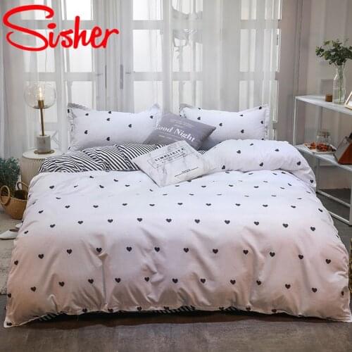 Heart Printed King Size Bedding Set Modern Brief Duvet Cover Sets Qulit Covers Single Double Queen Bedclothes (No Bed Sheet)