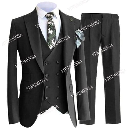 YIWUMENSA Black Formal Wedding Suits Mens Blazers Custom Made 3 Pieces Grooms Wear Tuxedos Costume Homme Mariage Traje Hombre