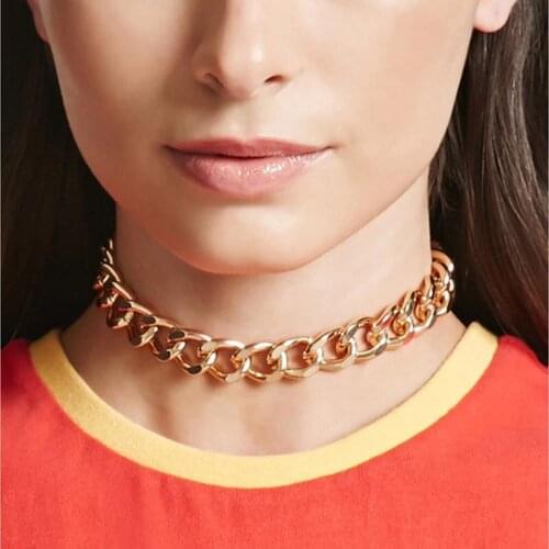 GinaDeer Punk Style Cuban Chain Statement Necklace Gold Color Thick Chain Necklace Female Jewelry Collares De Moda 2021