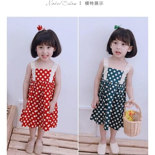 Baby Girls Summer Strap dress 2019 Girl Kids Dot Lace Princess Dresses childrens clothing 2-8 years